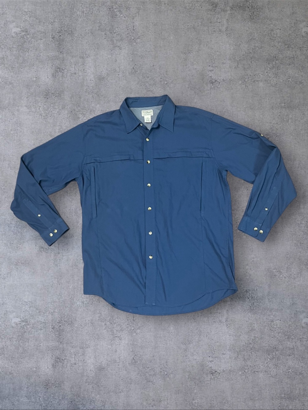 Vintage 2000s y2k Blue Mesh Hiking Long Sleeve Button Up L.L. Bean Sz L Shirt